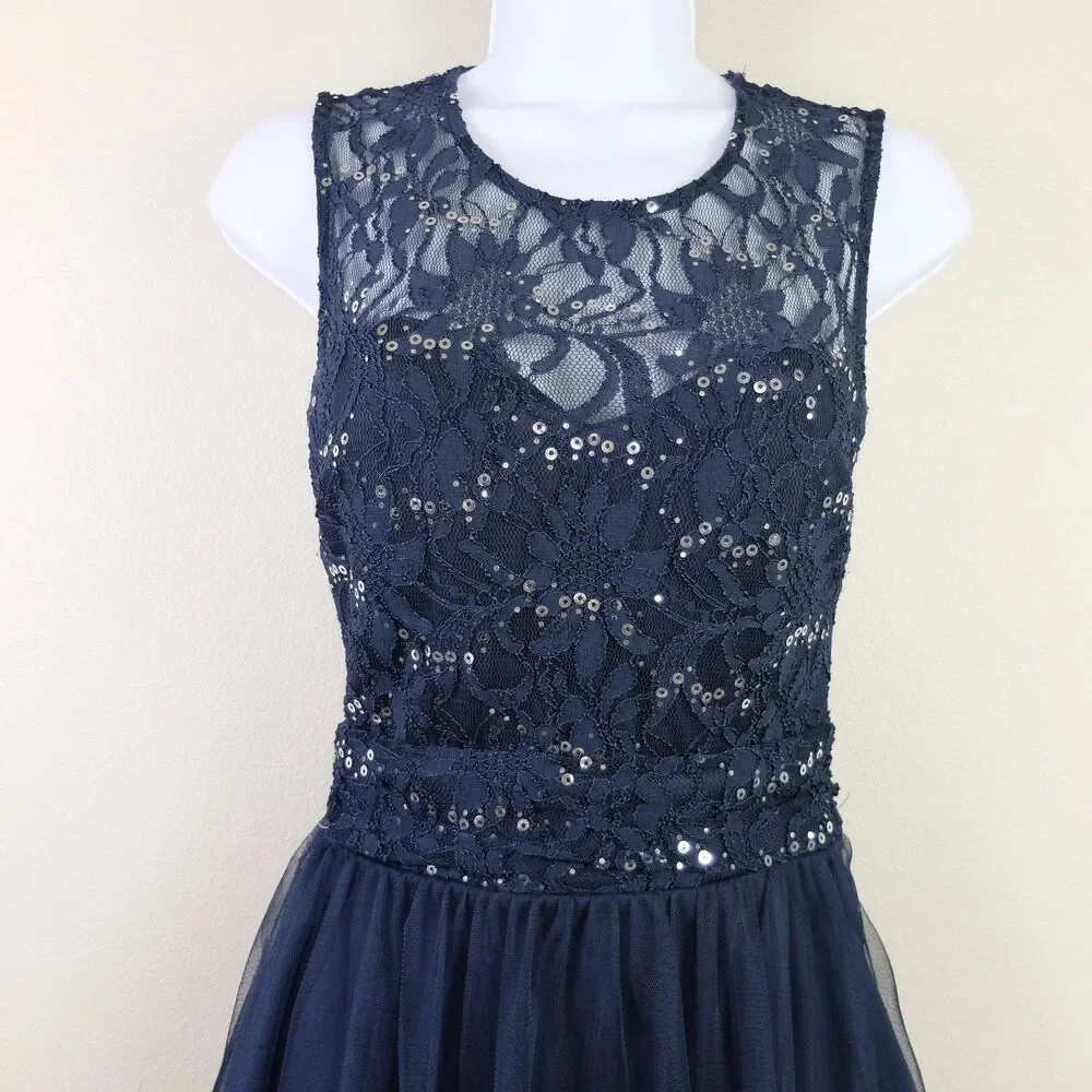 Speechless Juniors Midnight Blue Sequined Mini Dress Size 3